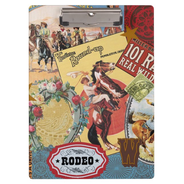 modernes Vintages Westerncowgirl Klemmbrett (Vorderseite)