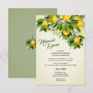 Modernes Vintages Zitronenfrucht   Abendessen Prob Einladung