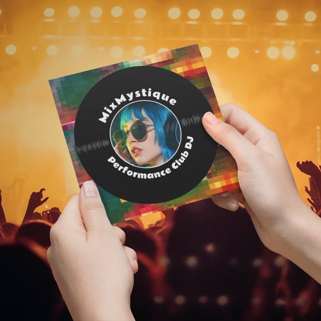 Modernes Vinyl Record DJ-Foto Quadratische Visitenkarte (Von Creator hochgeladen)