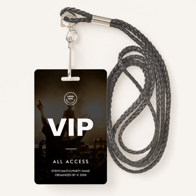 Modernes VIP All Access Event Concept Match Party Ausweis (Vorderseite mit Schlüsselband)