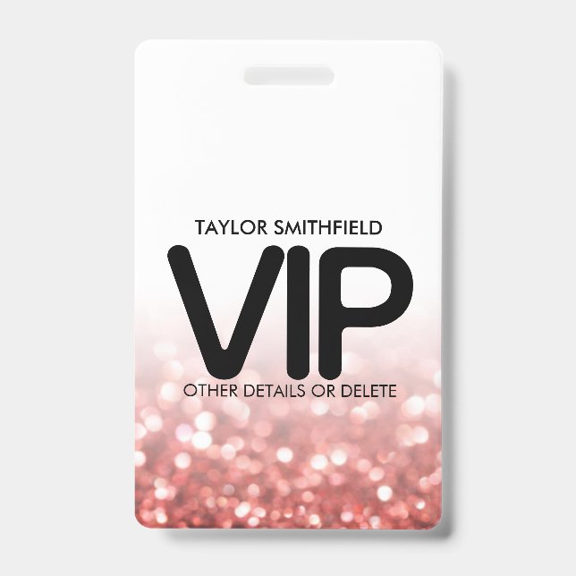 Modernes VIP Lanyard Abzeichen mit rotem Glitzer Ausweis (Vorderseite)