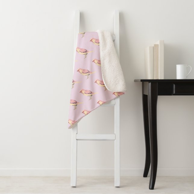 Modernes Vogel Art Pink Lilac Muster Sherpadecke (Beispiel)