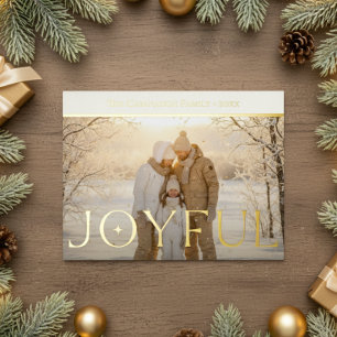 Modernes volles Foto Weißer Joyful Foil Folien Feiertagspostkarte