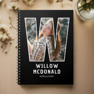 Modernes "W" Foto-Initial-Monogramm-Notizbuch Notizblock
