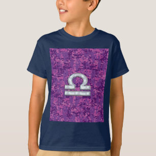 Modernes Waage-Tierkreis-Symbol auf pinkfarbener T-Shirt