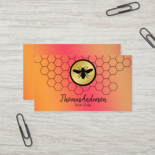 Modernes Waben- und Sechseck-Bienen-Logo Visitenkarte