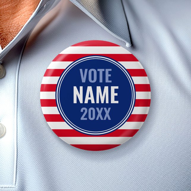 Modernes Wahlkampfdesign - Preppy Stripes Red Blue Button (Campaign Button)