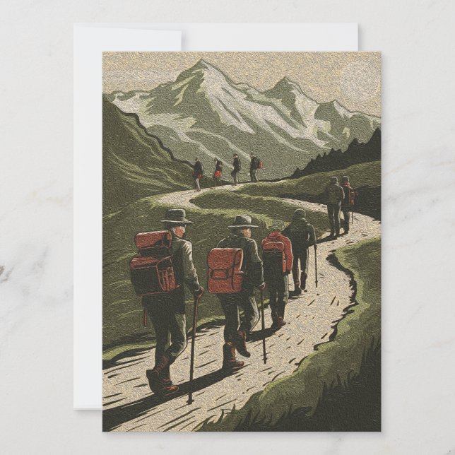 Modernes Wandern Vintag Feiertagskarte (Vorderseite)