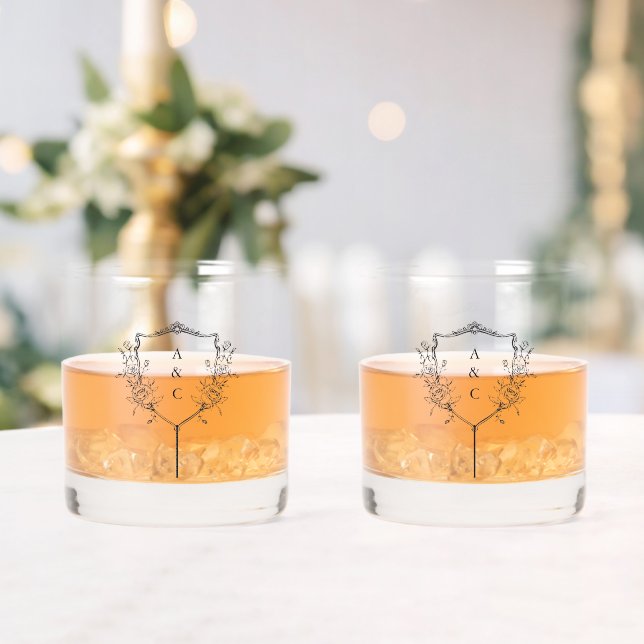 Modernes Wappen personalisierte Hochzeit Whiskyglas (Insitu (Hochzeit))