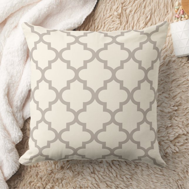 Modernes, warmes, marokkanisches Quatrefolienmuste Kissen (Decke)