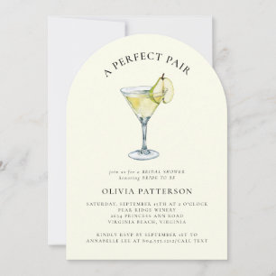 Modernes Wasserfarbenpear Martini-Brautparty Einladung