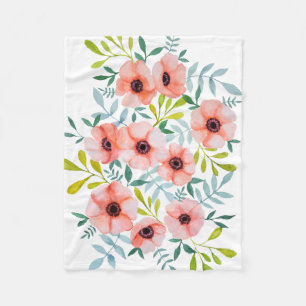 Modernes Watercolor-Blumendesign Fleecedecke