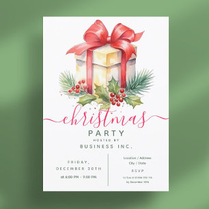 Modernes Watercolor-Geschenk Corporate Xmas Party Einladung