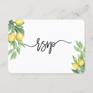 Modernes Watercolor Lemon Tropical Wedding RSVP Karte