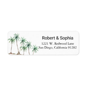 Modernes Watercolor Palm Tree Rückgabeadresse Labe