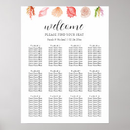 Modernes Watercolor Summer Beach Seekarten Poster