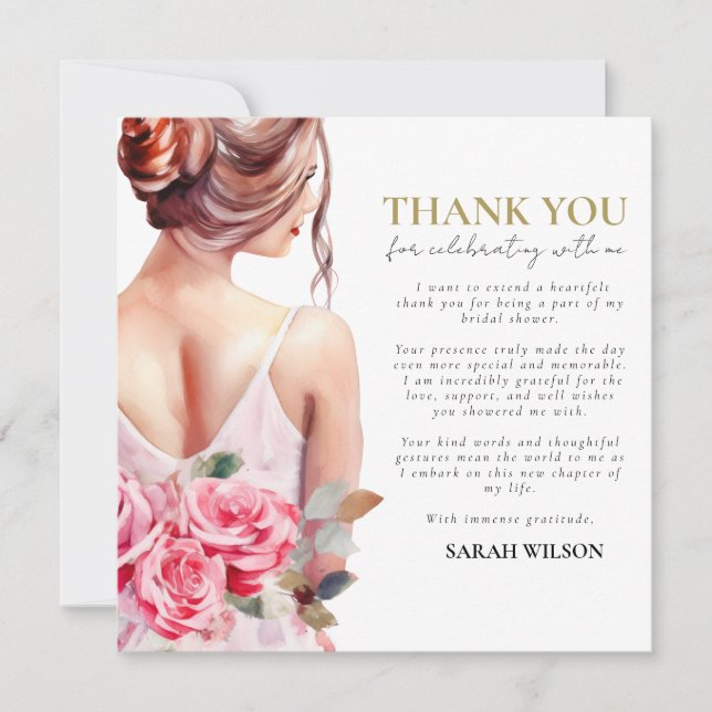 Modernes Watercolor Wedding Brautparty, vielen Dan (Vorderseite)