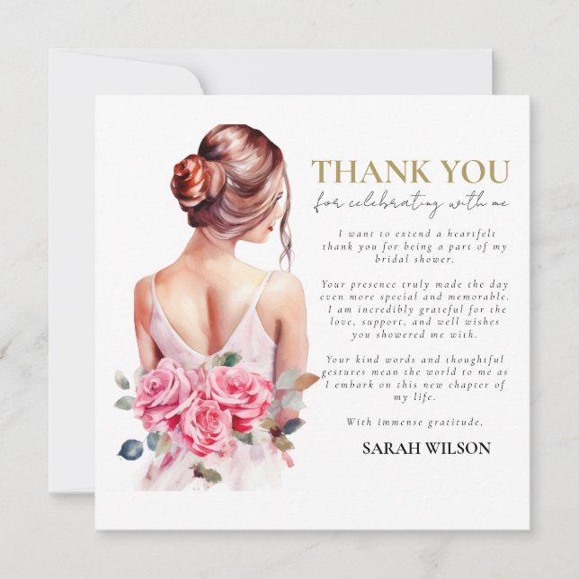 Modernes Watercolor Wedding Brautparty Vielen Dank Einladung (Vorderseite)
