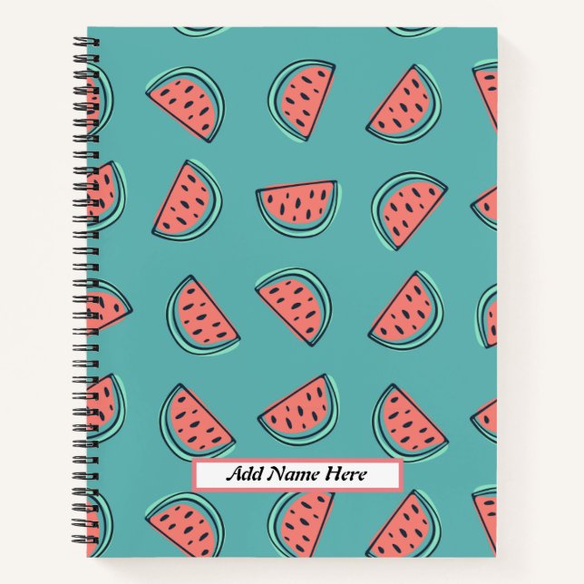 Modernes Watermelon-Muster - individueller Name Notizbuch (Vorderseite)