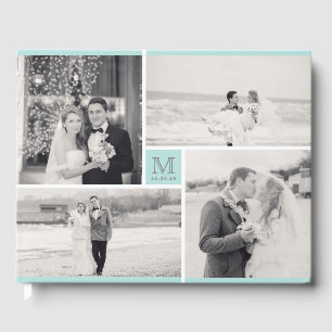Modernes Wedding Monogram 4 Foto Collage Gästebuch