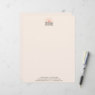 Modernes Weibchenblush Pink Boho Sun Beruflich Briefbogen