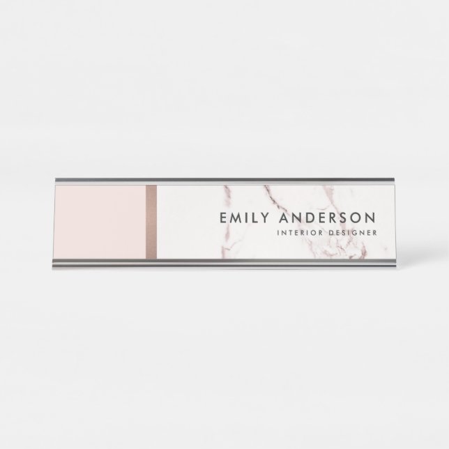 MODERNES WEICHE ERRÖTEN ROSA SCHREIBTISCHNAMENSPLAKETTE (Vorderseite )