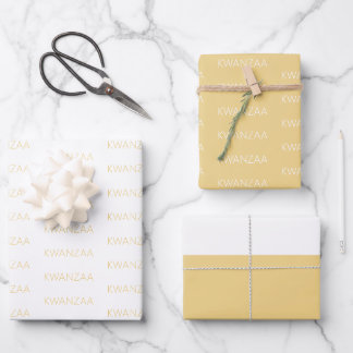 Modernes, weiches Gelb und Weiß Kwanzaa Geschenkpapier Set