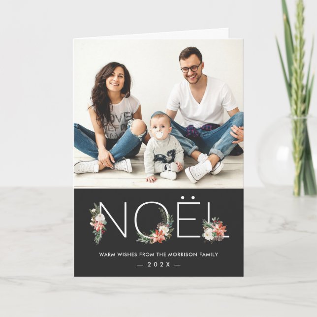 Modernes WEIHNACHTEN Typografie Poinsettia Foto (Vorderseite)