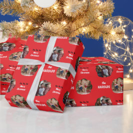 Modernes Weihnachts-Custom-Family-Foto Red Geschenkpapier