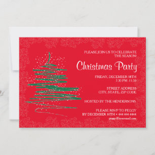 Modernes Weihnachts-Party Rotes 12x18 Einladung