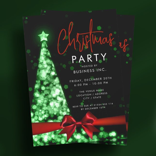 Modernes Weihnachtsbaum Red Green Corporate Party Einladung (Modern Christmas Tree Red Green Corporate Party Invitation)