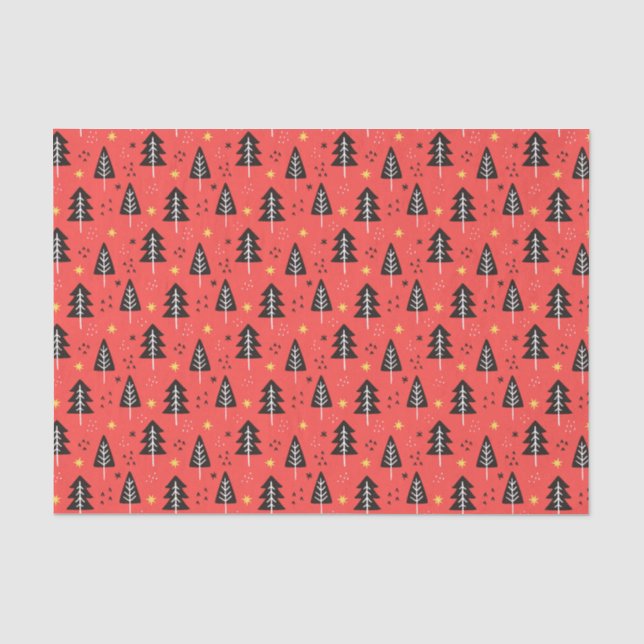 Modernes Weihnachtsbaum Rotes Orange Farbmuster Seidenpapier (Vorderseite)