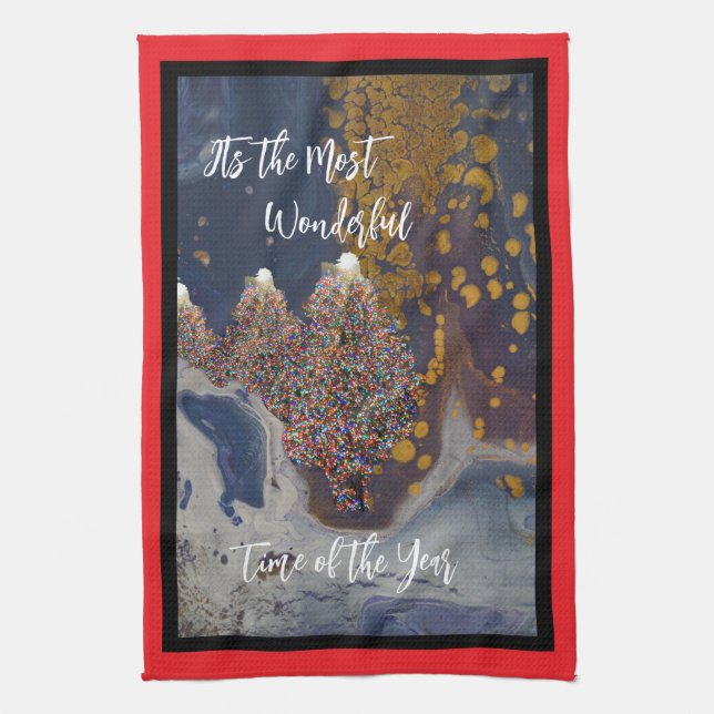 Modernes Weihnachtsbaumdesign Geschirrtuch (Vertikal)