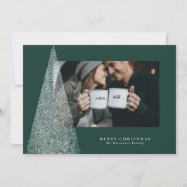 Modernes Weihnachtsbaumgrün-Foto Feiertagskarte