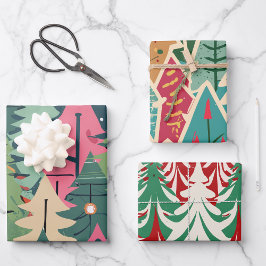 Modernes Weihnachtsbaumpapier mit Muster Geschenkpapier Set