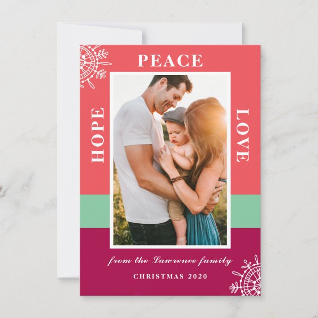Modernes Weihnachtsfamilien-Foto Feiertagskarte (Vorderseite)