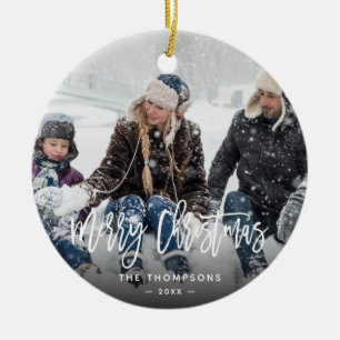 Modernes Weihnachtsfamiliengebäck Foto Handschrif Keramik Ornament