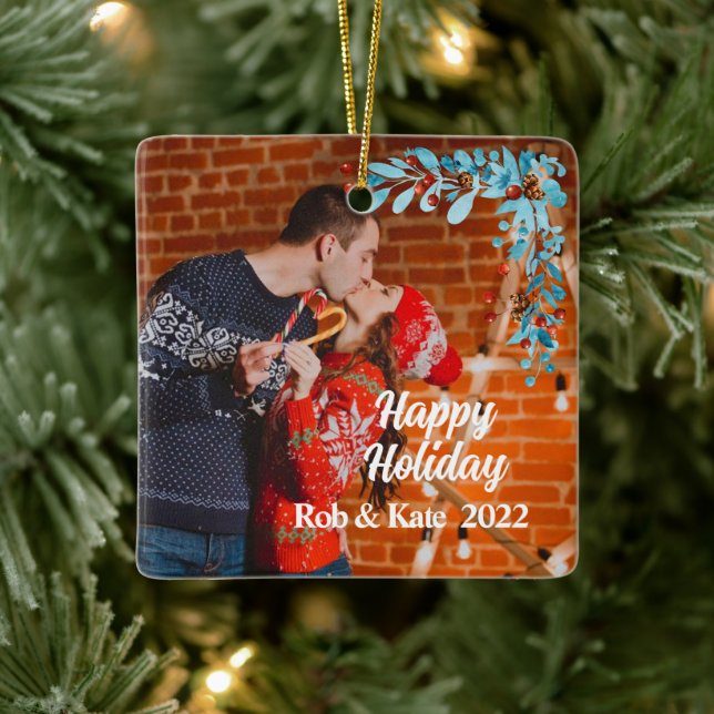 Modernes Weihnachtsfest - Foto Keramikornament (Baum)