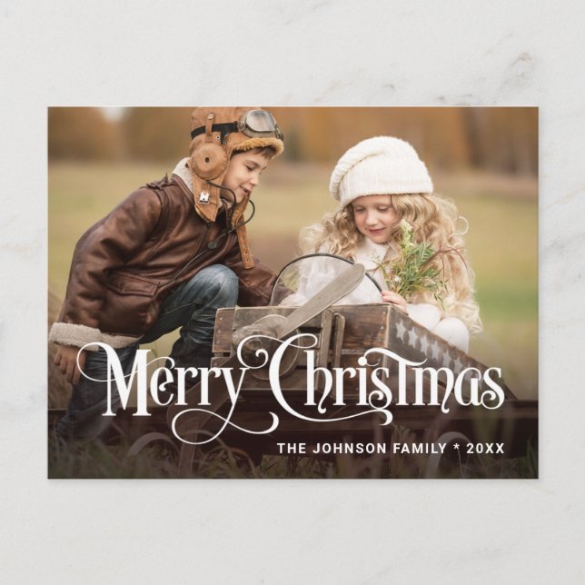 Modernes Weihnachtsfest-FOTO Postkarte (Vorderseite)