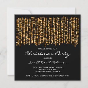 Modernes Weihnachtsfest Party Twinkling Lights Gol Einladung