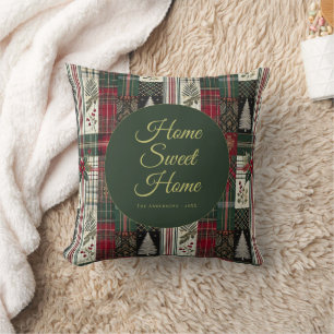 Modernes Weihnachtsfest Rustikales Tartan Kariert Kissen