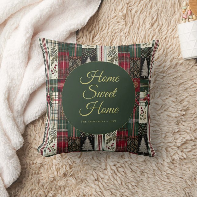 Modernes Weihnachtsfest Rustikales Tartan Kariert Kissen (Decke)