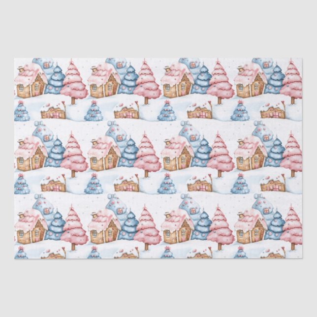Modernes Weihnachtsgebäck Haus Niedlich Pastel Seidenpapier (Vorderseite)