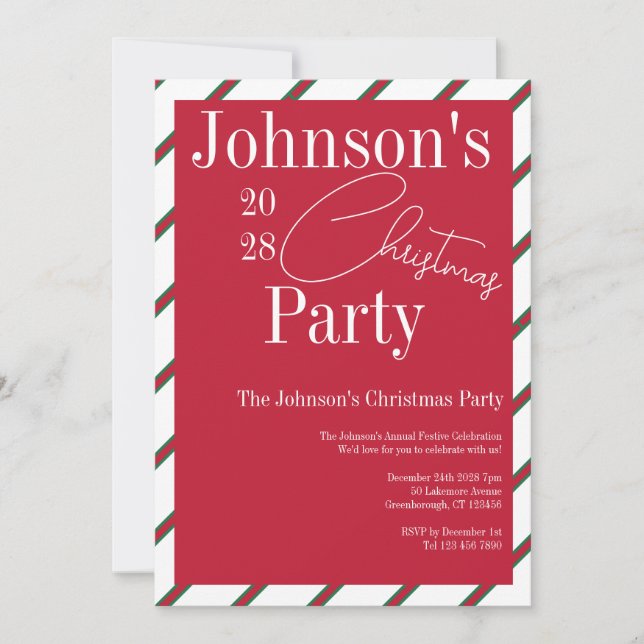 Modernes Weihnachtsgebäck Rot und Grün Party Einladung (Vorderseite)