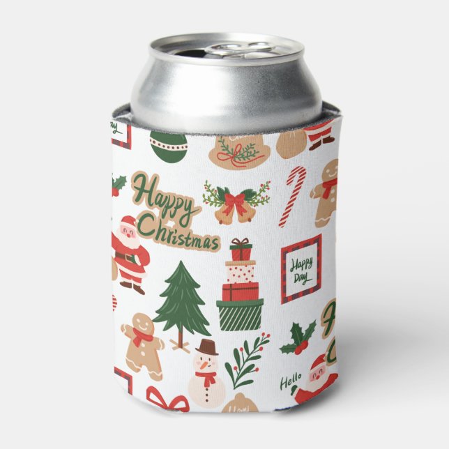 Modernes Weihnachtsgeschenk und Lebkuchenmuster Dosenkühler (Kanne Vorderseite)