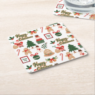 Modernes Weihnachtsgeschenk und Lebkuchenmuster Rechteckiger Pappuntersetzer