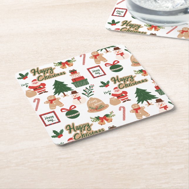 Modernes Weihnachtsgeschenk und Lebkuchenmuster Rechteckiger Pappuntersetzer (angewinkelt)