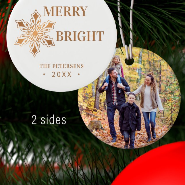 Modernes Weihnachtsgold aus glattem Foto Keramik Ornament (Von Creator hochgeladen)