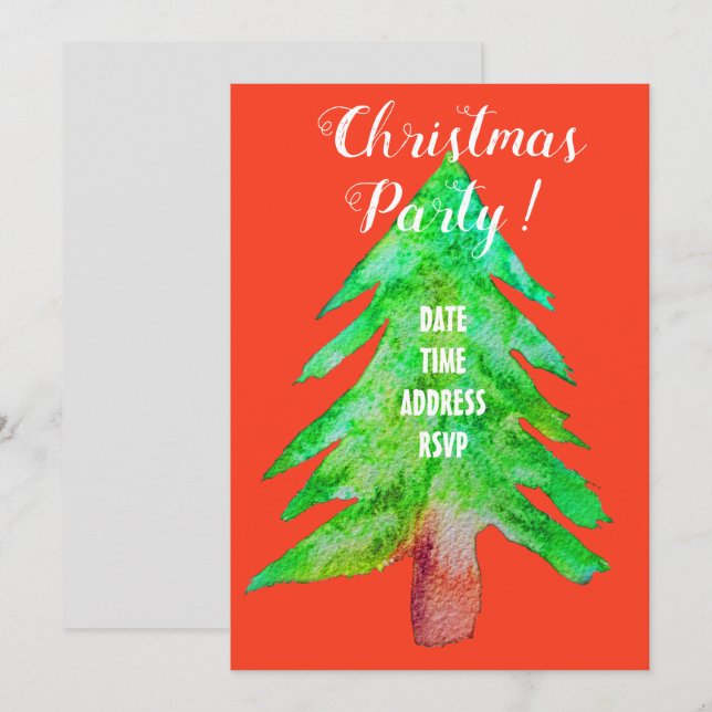 Modernes Weihnachtsgrün und rotes Party Einladung (Vorne/Hinten)