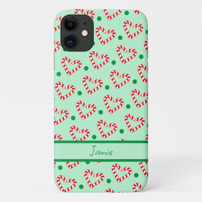 Modernes Weihnachtsherz Candy Cane Case-Mate iPhone Hülle (Rückseite)